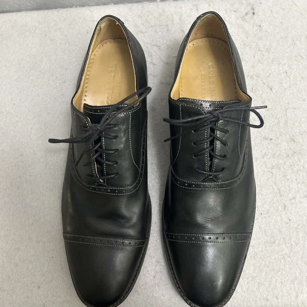 Cole Haan 9.5 M Grand OS Cap‎ Toe Oxford Black C12913 Lace Up Dress Shoes
